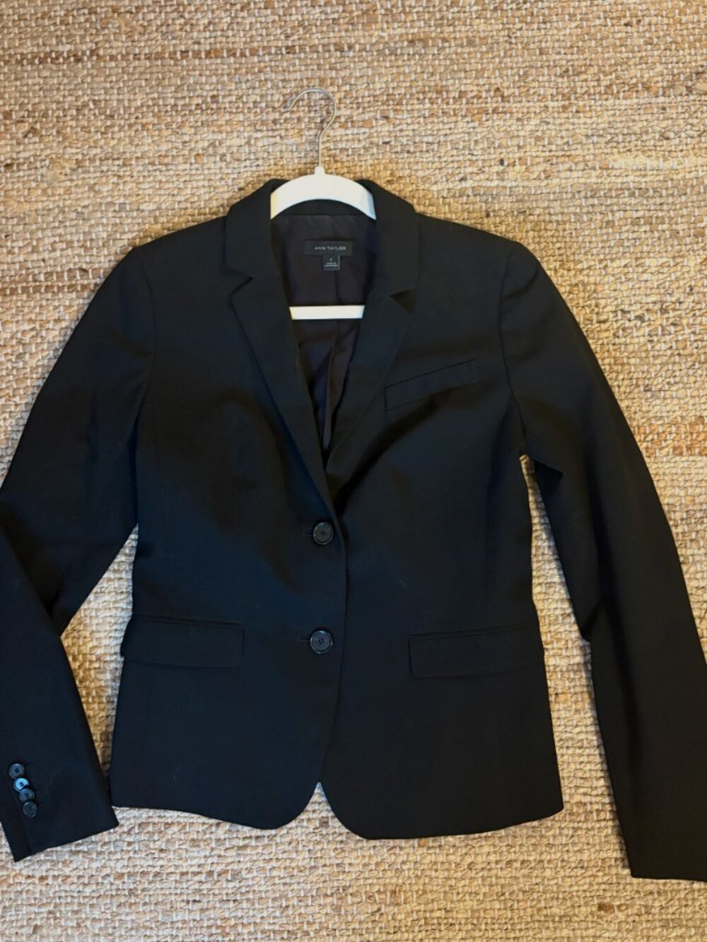 Ann Taylor Two Button Black Notched Lapel Blazer